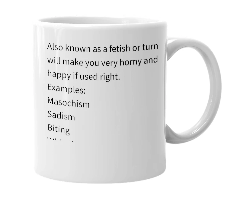 White mug with the definition of 'Kink'