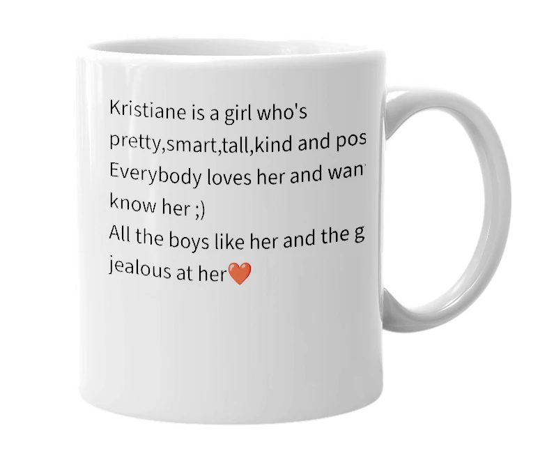 White mug with the definition of 'Kristiane'