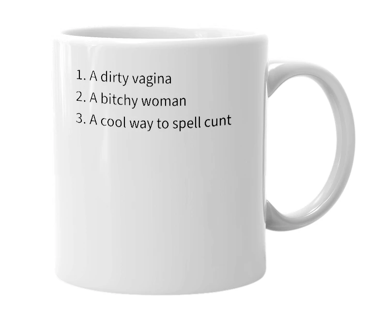 White mug with the definition of 'Kuhnt'