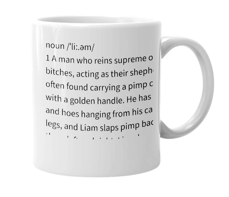 White mug with the definition of 'Liam'
