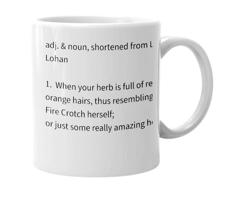 White mug with the definition of 'Lindsay'