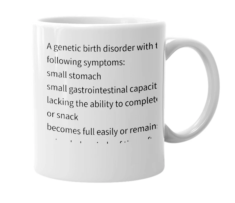 White mug with the definition of 'Little Tummy Syndrome (LTS)'