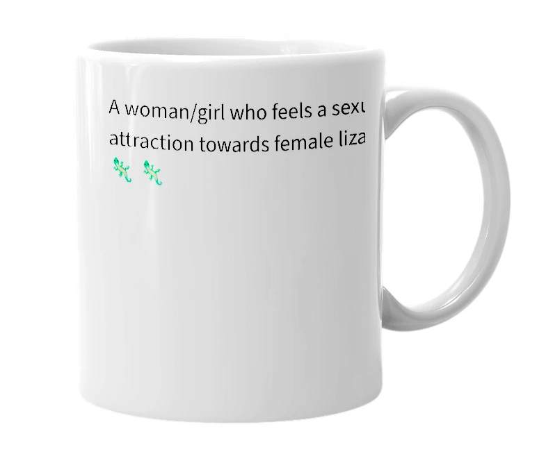 White mug with the definition of 'Lizbian'