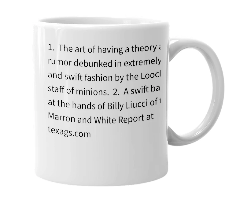 White mug with the definition of 'Looched'