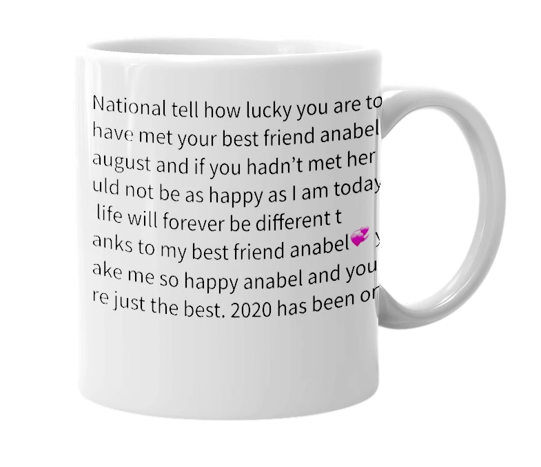 White mug with the definition of 'Love u anabel'