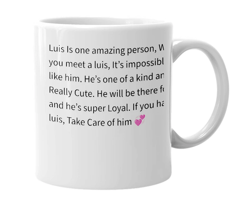 White mug with the definition of 'Luis'