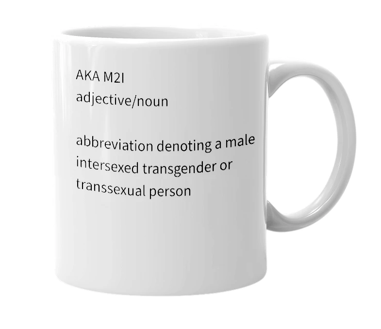 White mug with the definition of 'MTI'