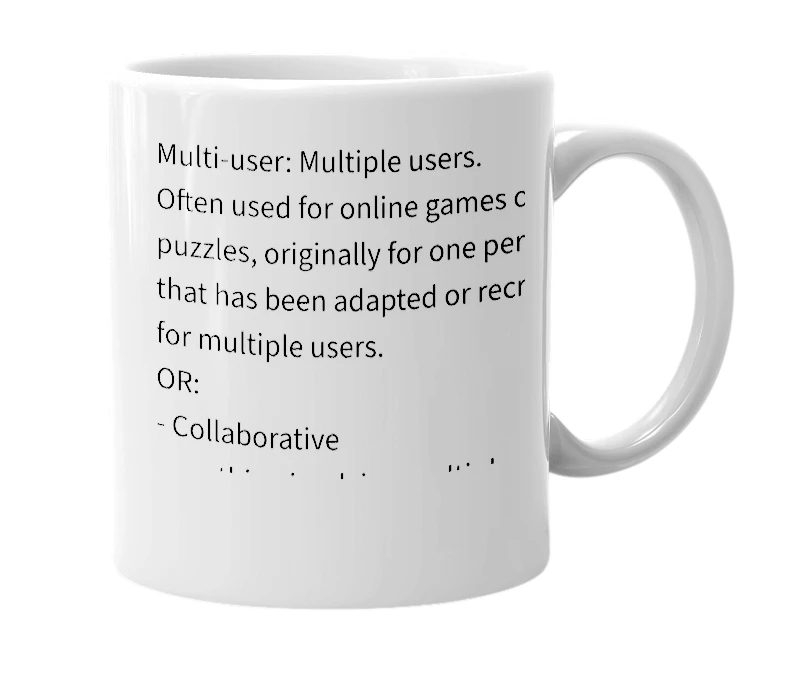 White mug with the definition of 'MU'