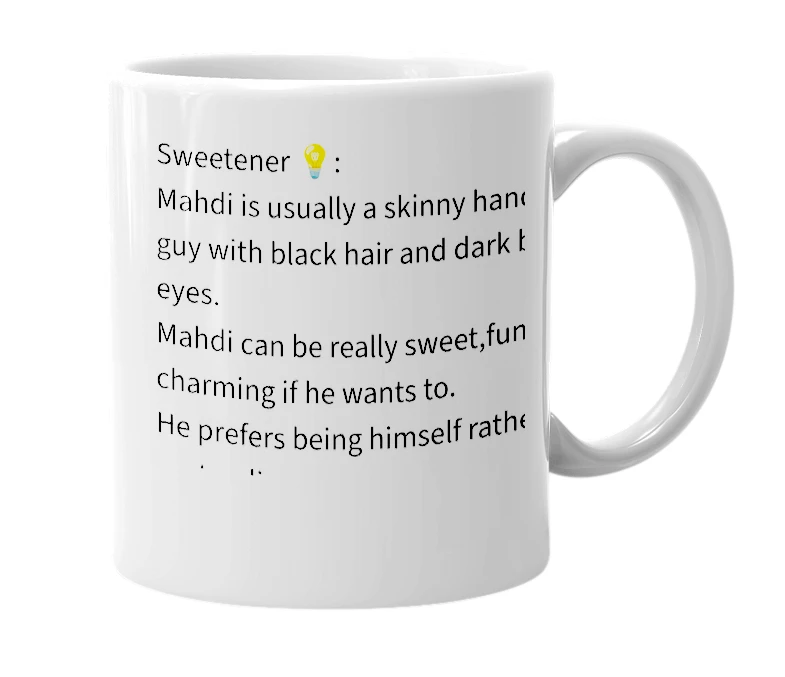 White mug with the definition of 'Mahdi'