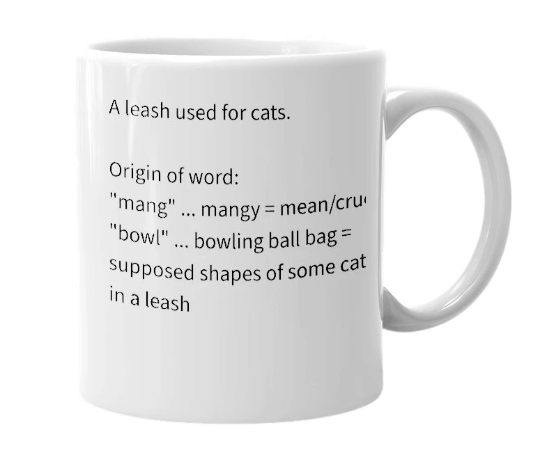 White mug with the definition of 'Mangbowle'