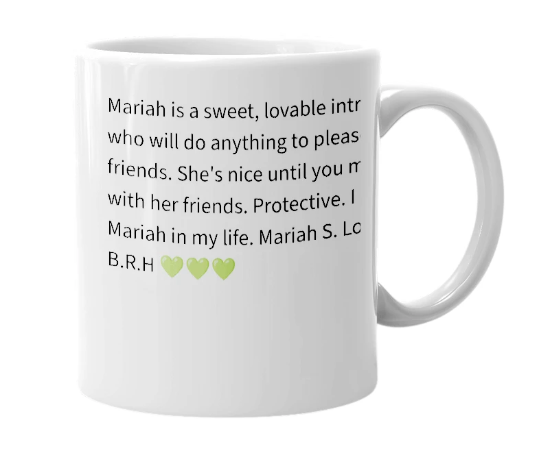 White mug with the definition of 'Mariah'