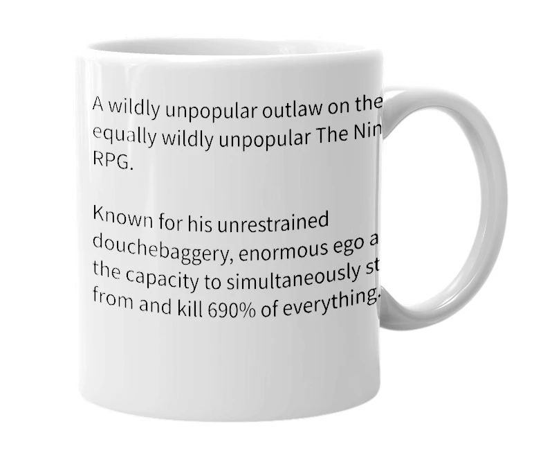 White mug with the definition of 'MarkedOne'