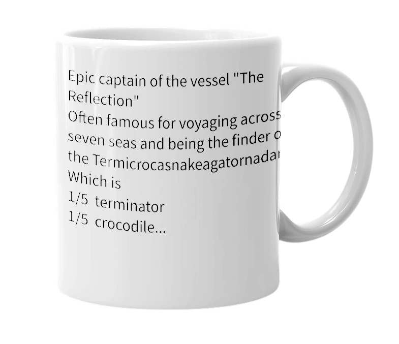 White mug with the definition of 'McCue'
