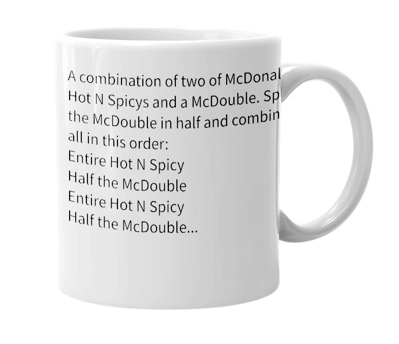 White mug with the definition of 'McDiculous'