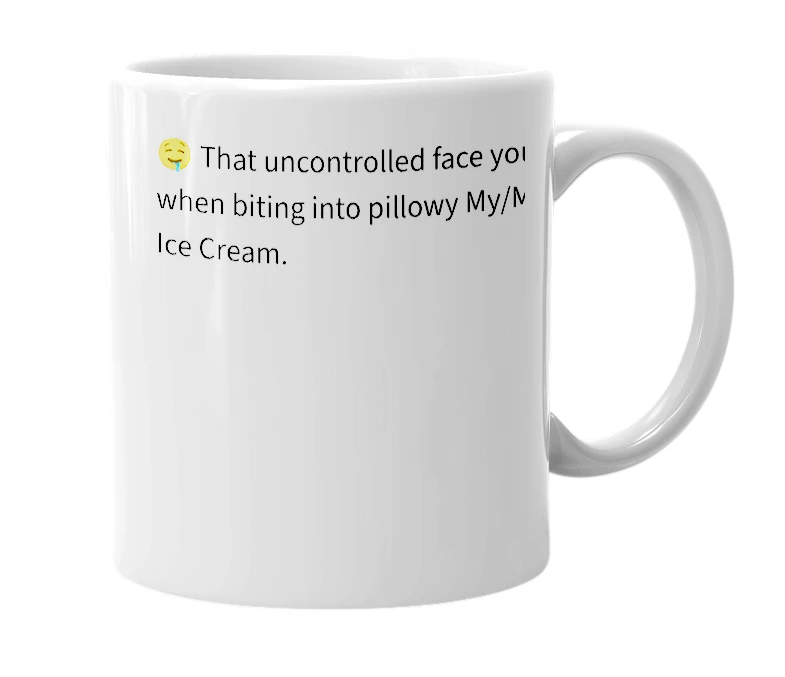 White mug with the definition of 'Melt Your Mouth's Mind'