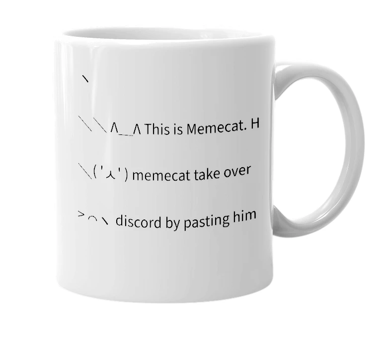 White mug with the definition of 'Memecat'