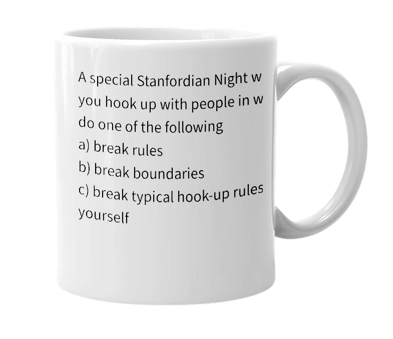 White mug with the definition of 'Meteor Shower Night'