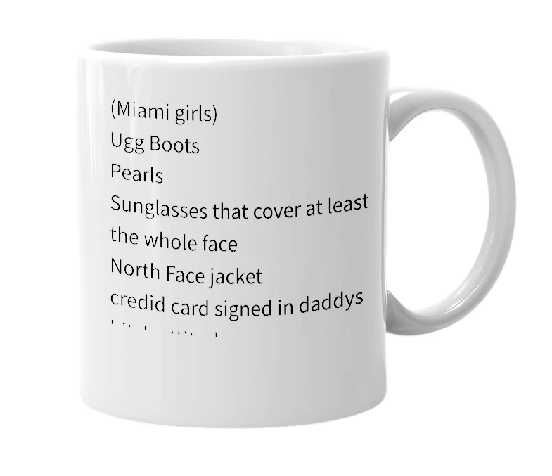 White mug with the definition of 'Miami University'