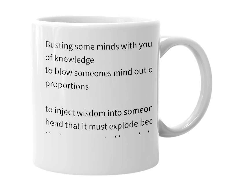 White mug with the definition of 'Mind Bust'