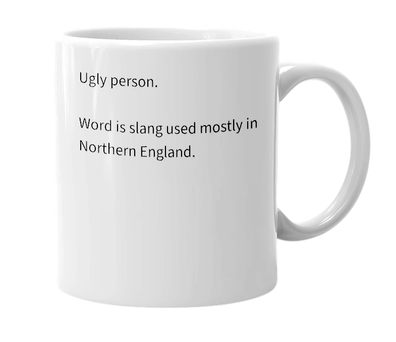 White mug with the definition of 'Minger'