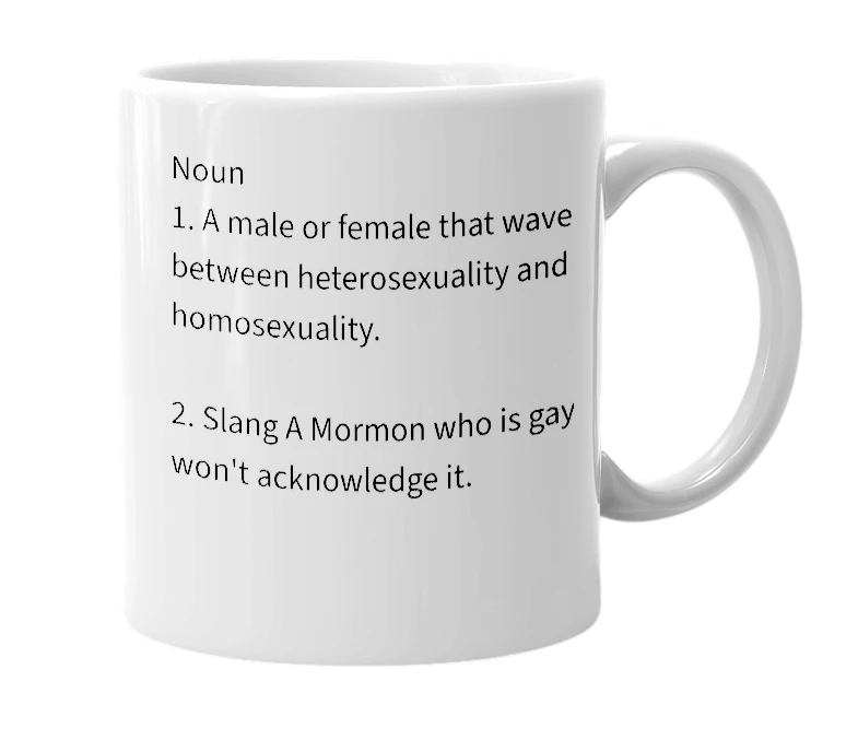 White mug with the definition of 'Momosexual'