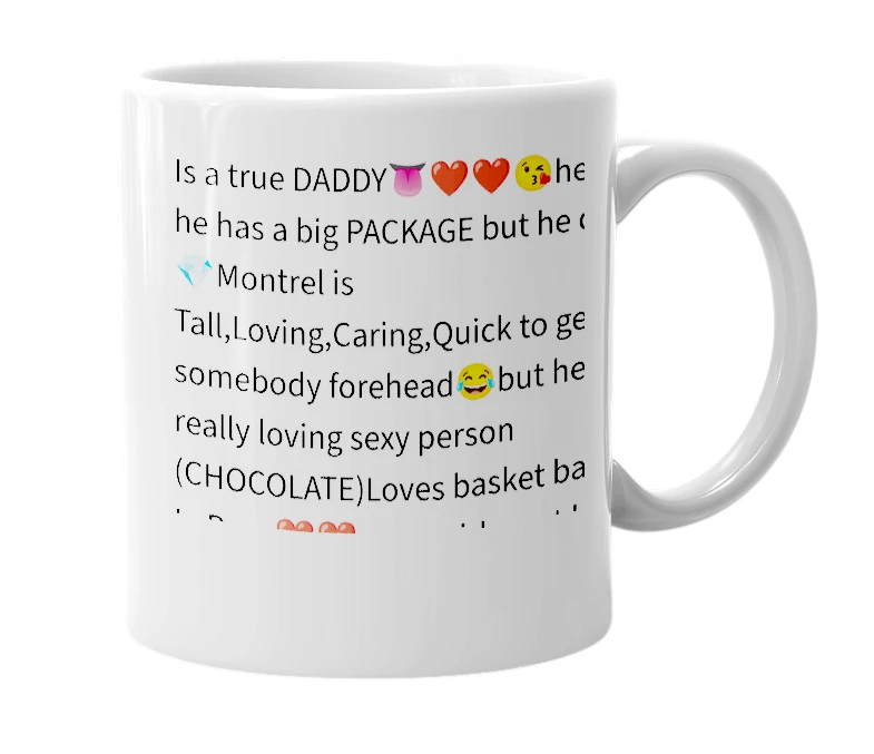 White mug with the definition of 'Montrel'