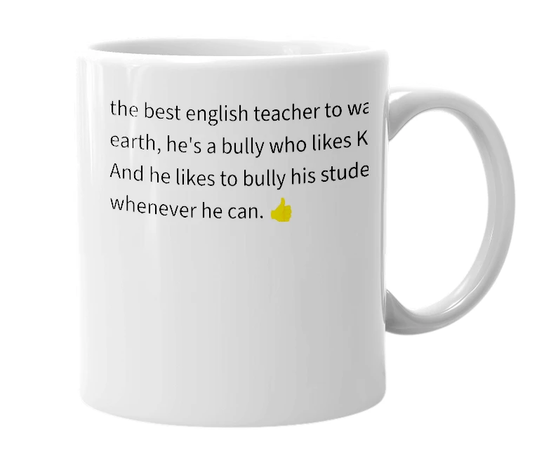 White mug with the definition of 'Mr. Asbury'