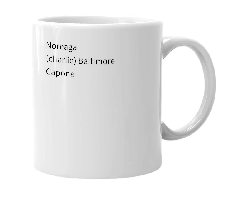 White mug with the definition of 'NBC'