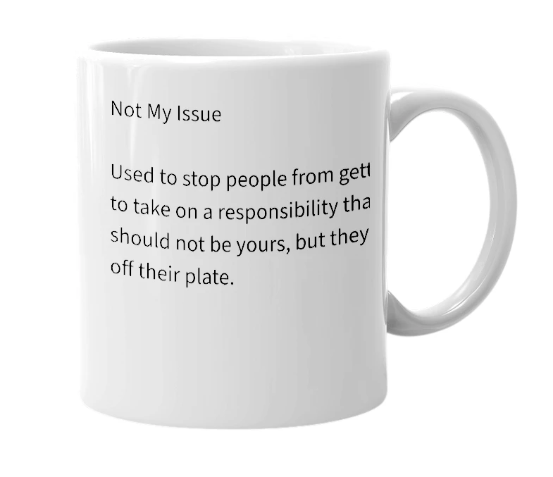 White mug with the definition of 'NMI'