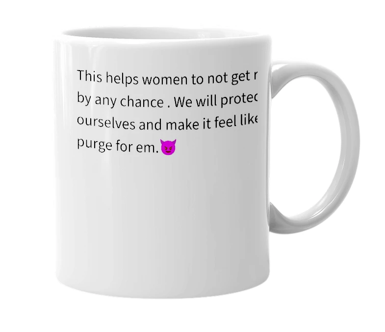 White mug with the definition of 'National purge day'