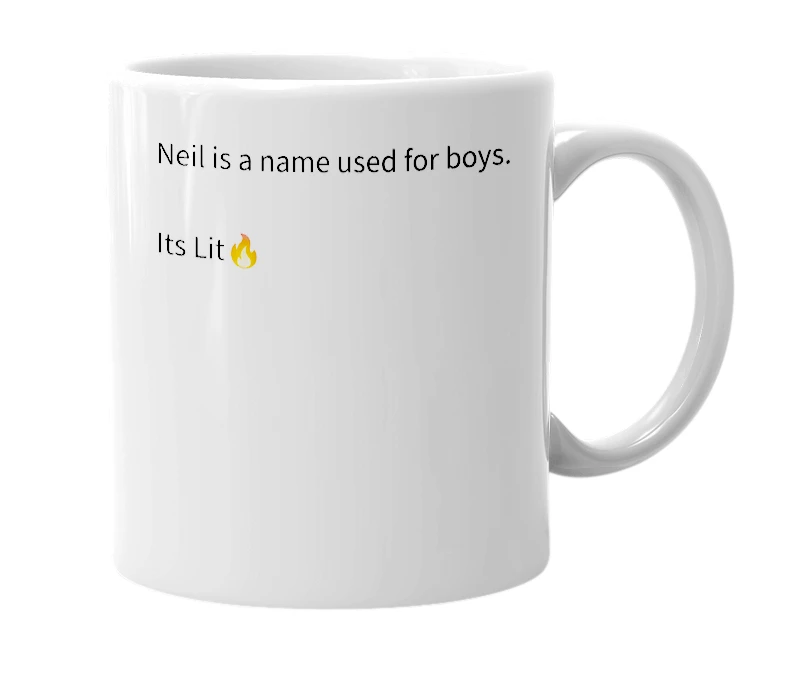 White mug with the definition of 'Neil'