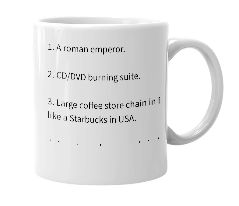 White mug with the definition of 'Nero'