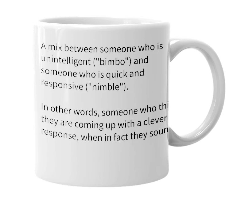 White mug with the definition of 'Nimbo'