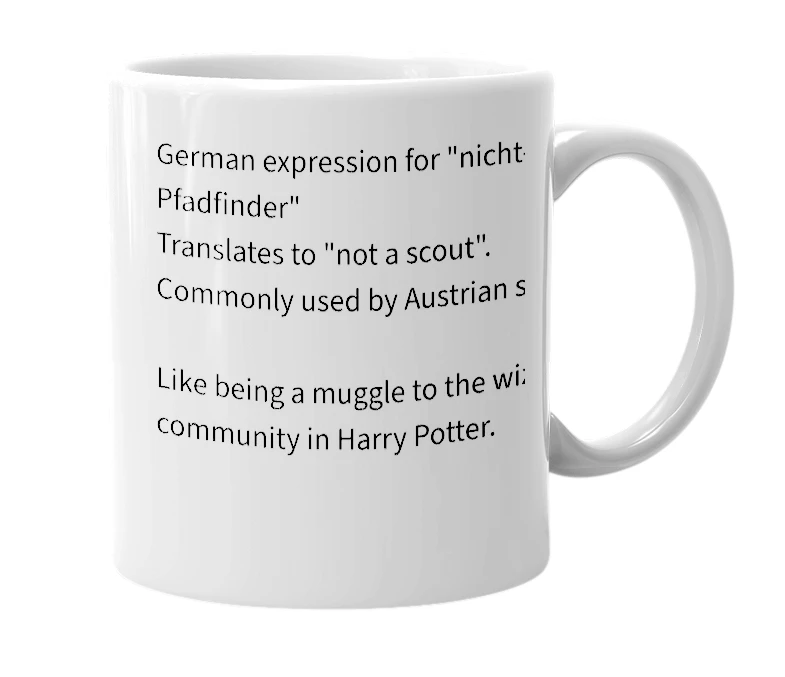 White mug with the definition of 'Nipf'