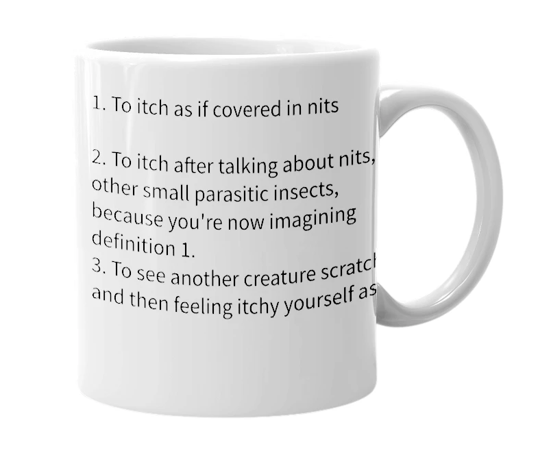 White mug with the definition of 'Nitchy'