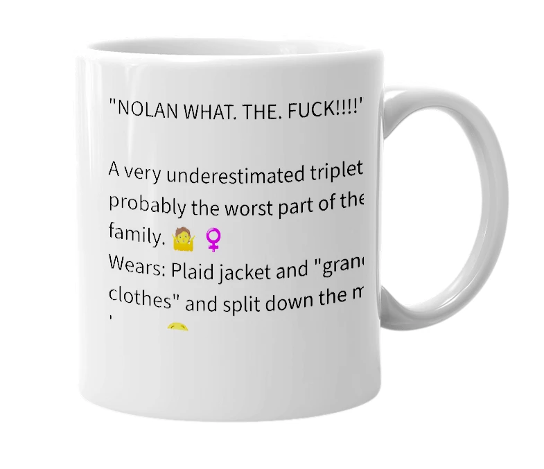 White mug with the definition of 'Nolan Dolan'