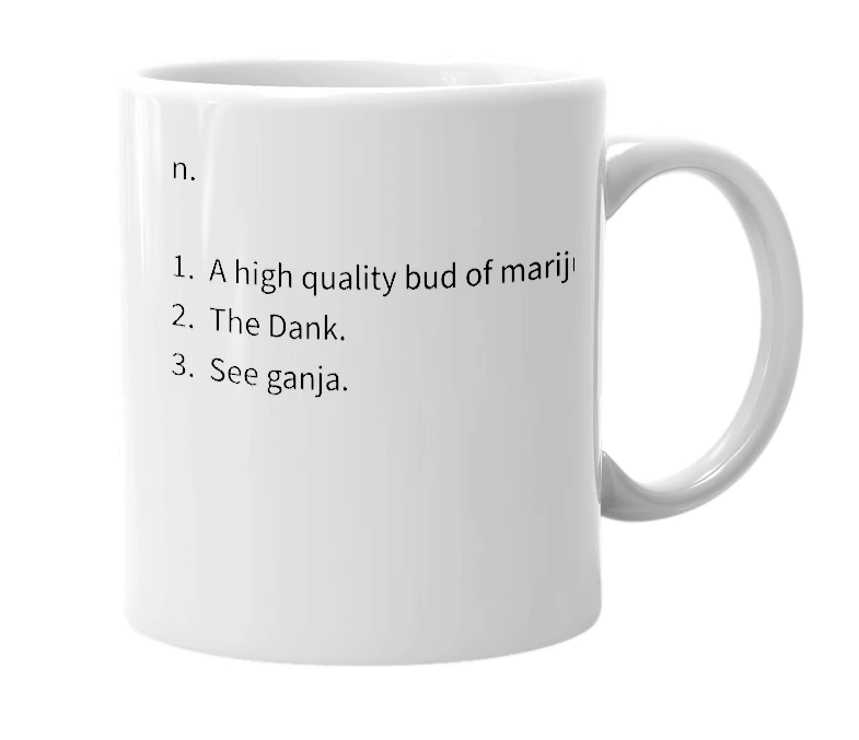 White mug with the definition of 'Nug'