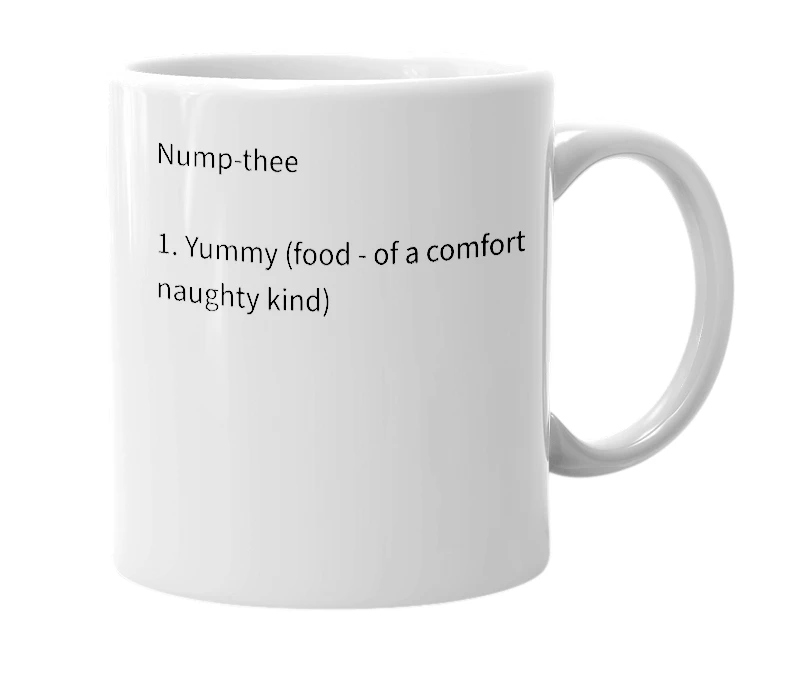 White mug with the definition of 'Numpthy'