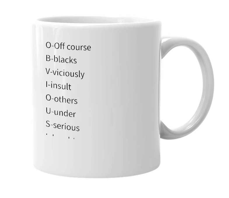 White mug with the definition of 'O.B.V.I.O.U.S.L.Y'