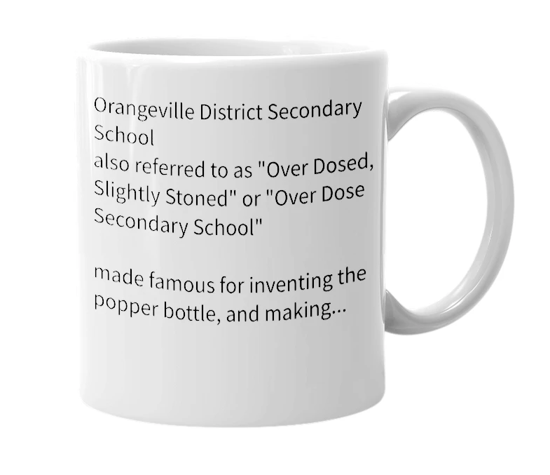 White mug with the definition of 'O.D.S.S.'