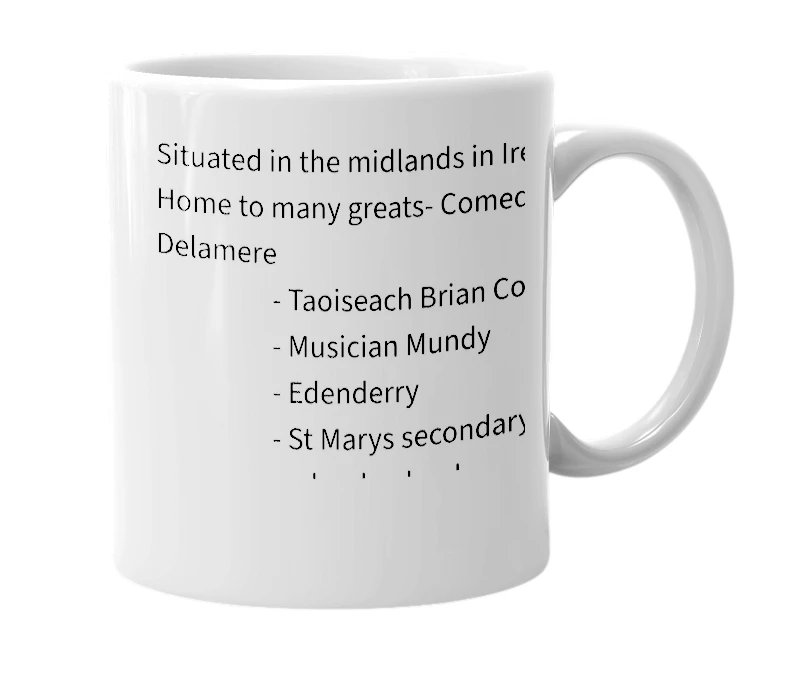 White mug with the definition of 'Offaly'