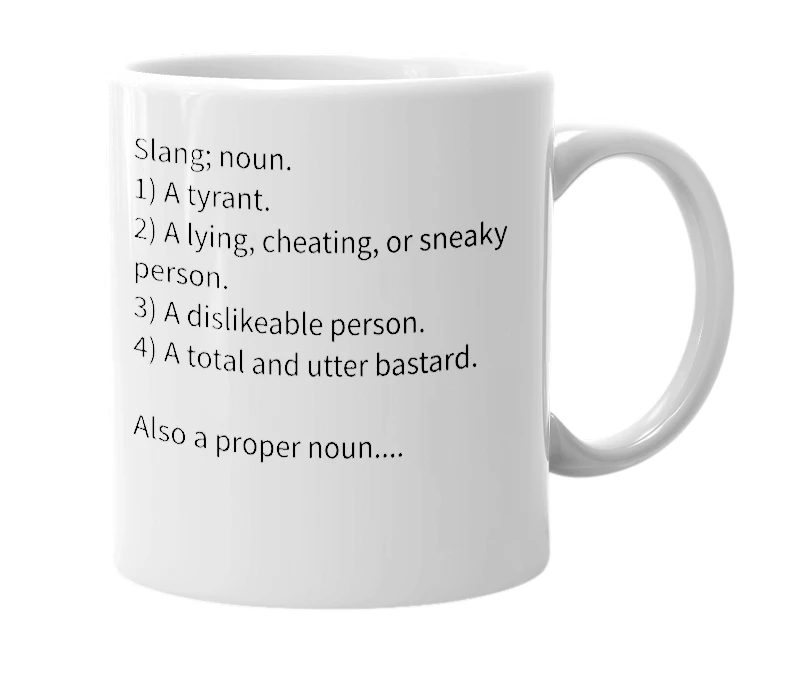 White mug with the definition of 'Omnitor'