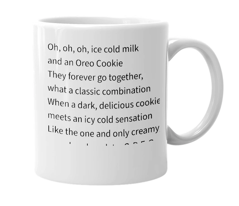 White mug with the definition of 'Oreo'