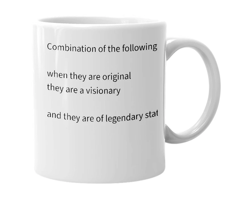 White mug with the definition of 'Originary'