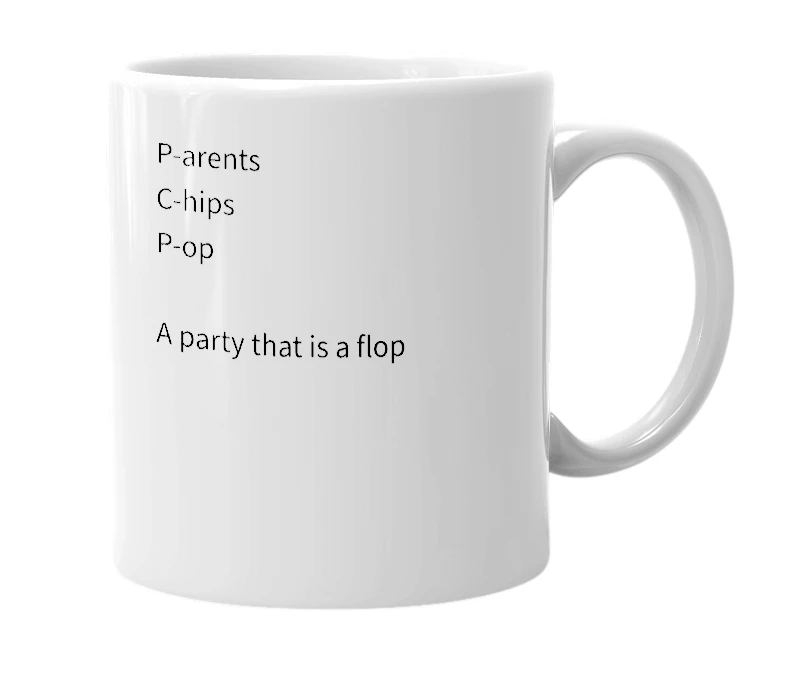 White mug with the definition of 'PCP'