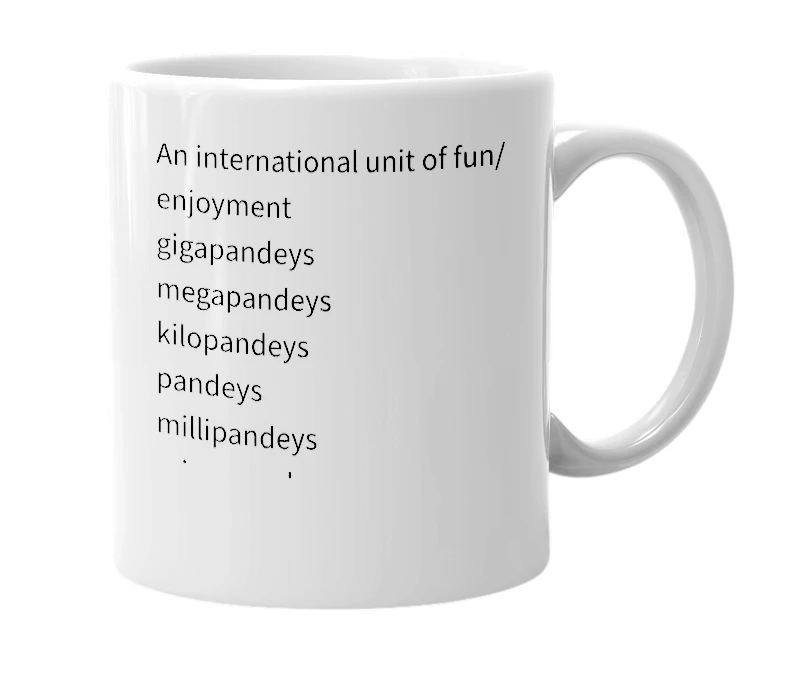 White mug with the definition of 'Pandey'