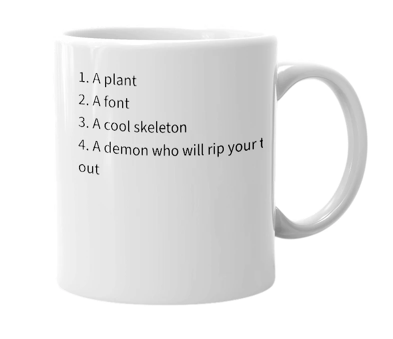 White mug with the definition of 'Papyrus'