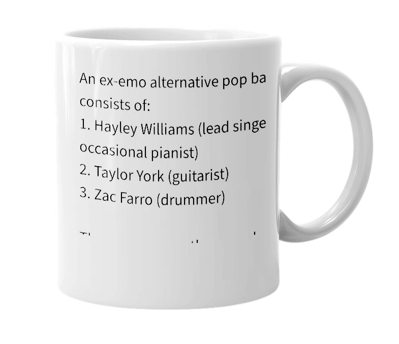 White mug with the definition of 'Paramore'