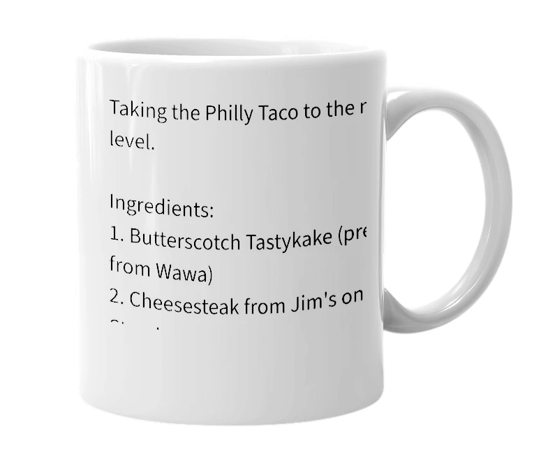 White mug with the definition of 'Philly Hat Trick'
