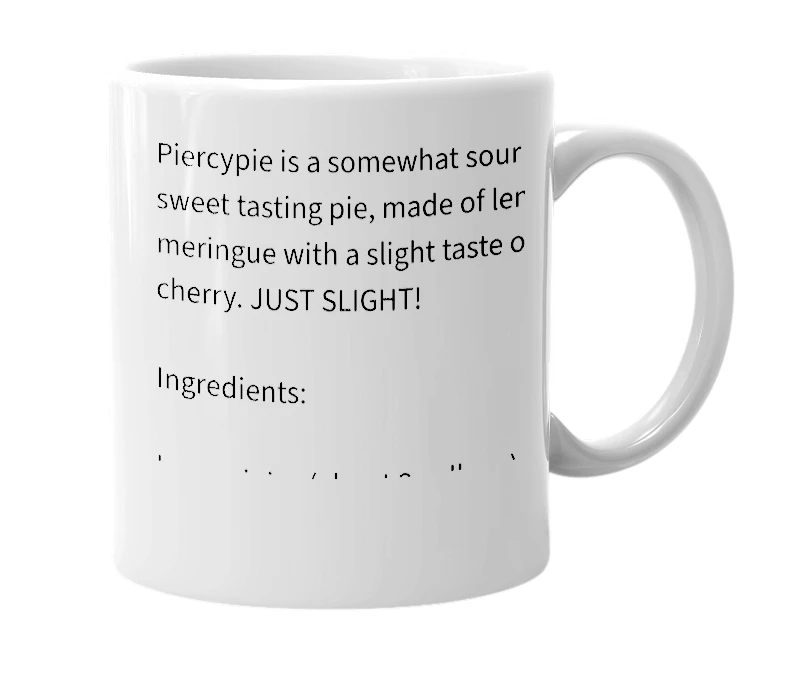 White mug with the definition of 'Piercypie'